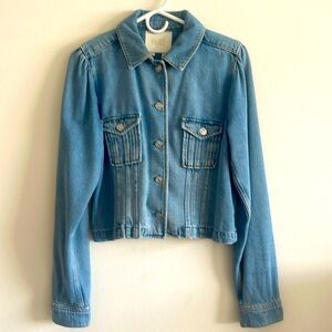 PAIGE Pacey Puff Sleeve Denim Jacket - size M